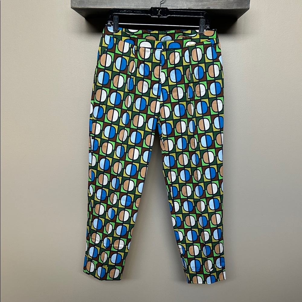 NWT Camicetta Snob Colorful Geometric Pleated Cuffed Pattern Pants Sz 8